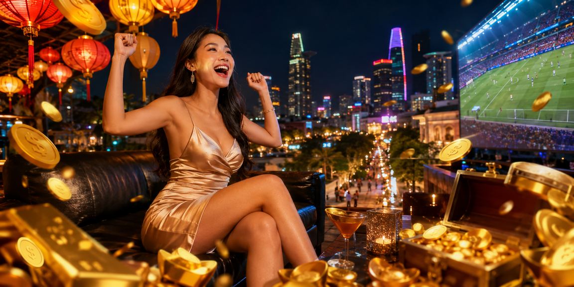 Không khí giải trí casino đêm tại TP. Hồ Chí Minh với đèn lồng rực rỡ